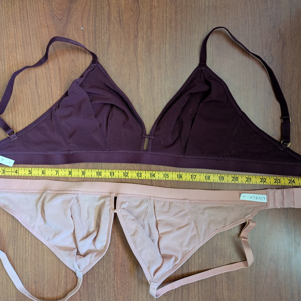 Lively Cream and Purple Wireless Lace Bralette Set - Picture 7 of 7